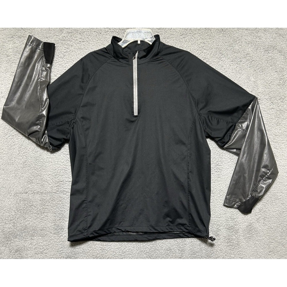 Sun Mountain Outerwear Golf 1/4 Zip Pull Over Jacket Mens Large‎ Black Gray J-1